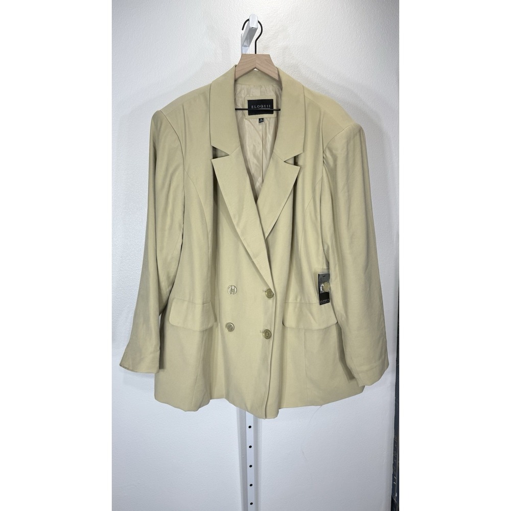 ELOQUII Women's Double Breasted Blazer Jacket Tan Plus Size 24‎ Career Business - Picture 2 of 8